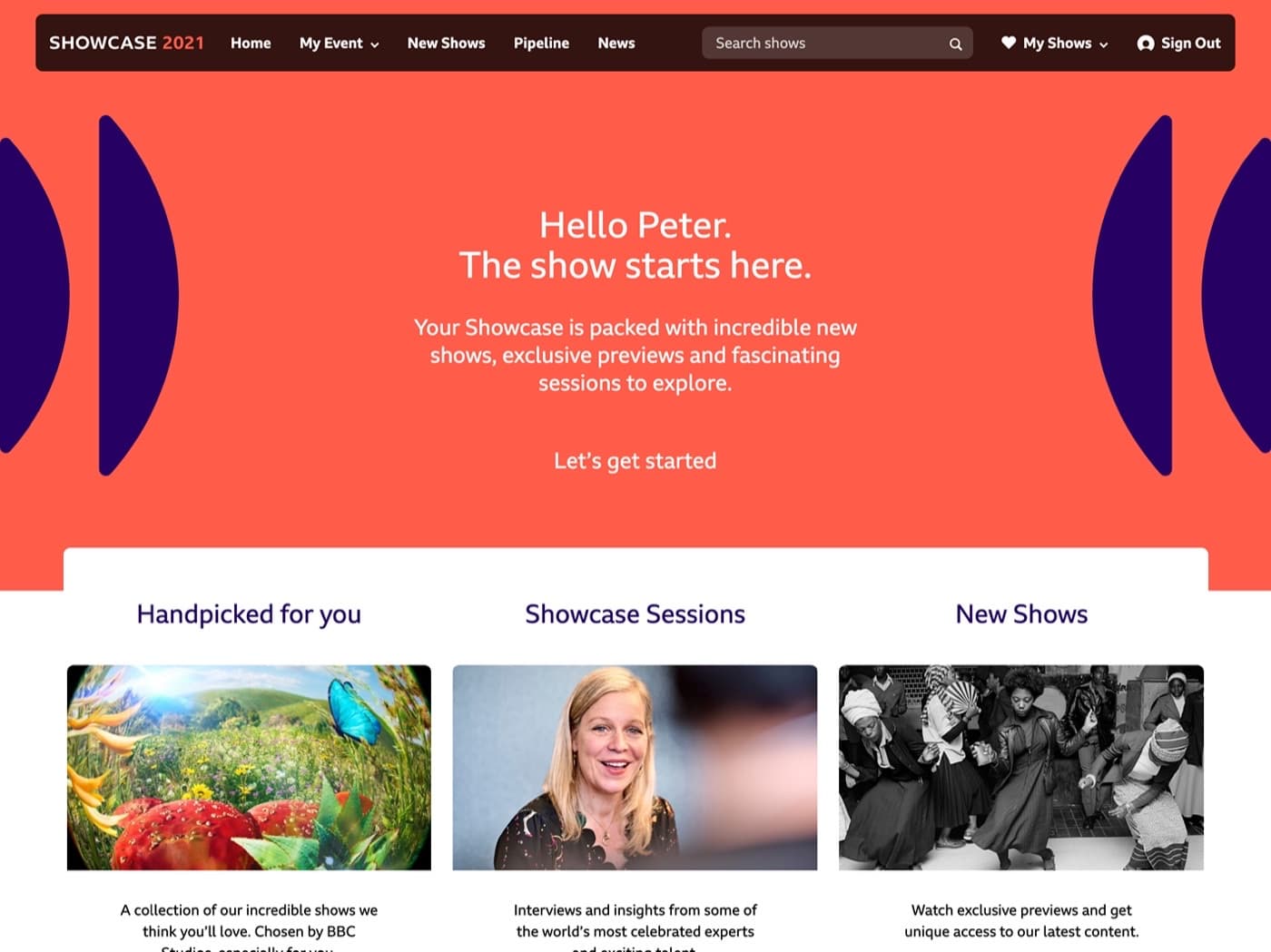 Virtual events platform, screenshot 1 of 3