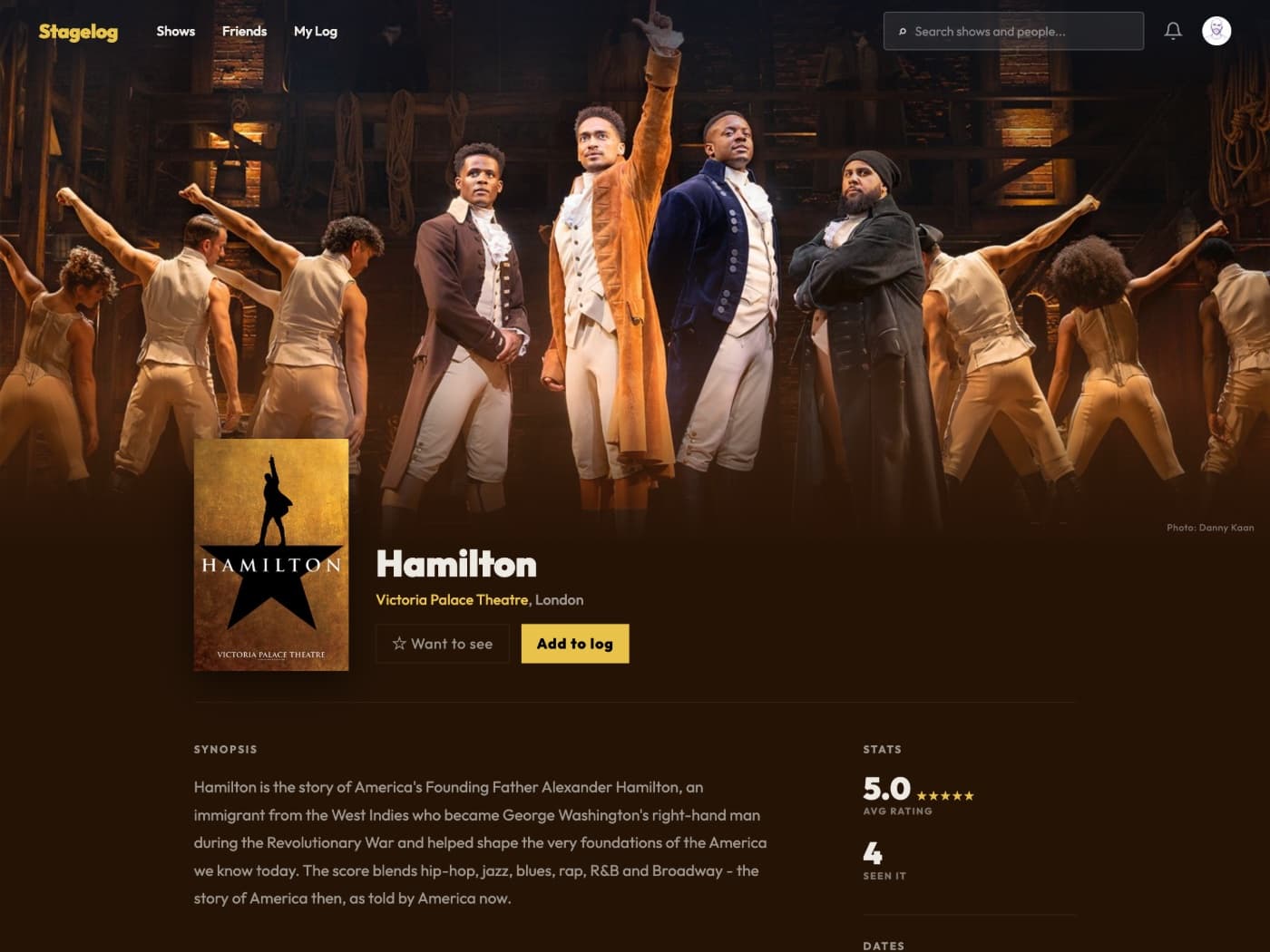 Theatre logging and social platform, screenshot 3 of 3
