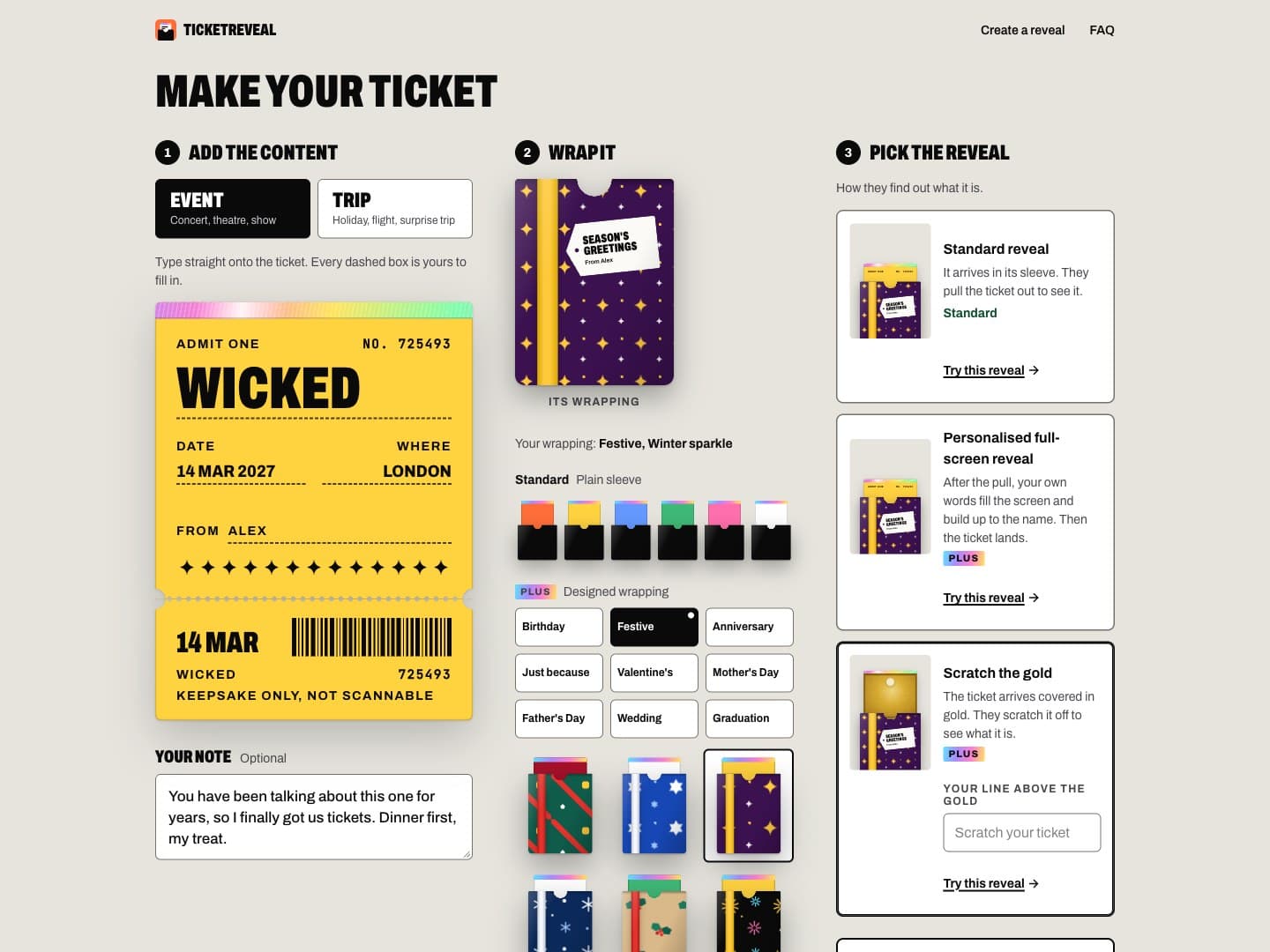 Surprise ticket gift reveal, screenshot 4 of 5