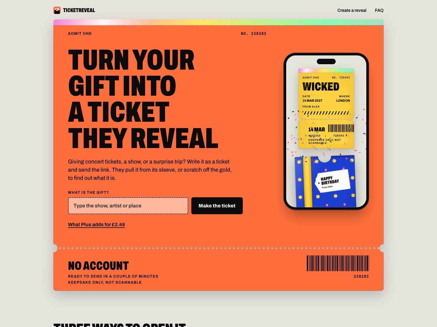 Surprise ticket gift reveal, screenshot 1 of 5