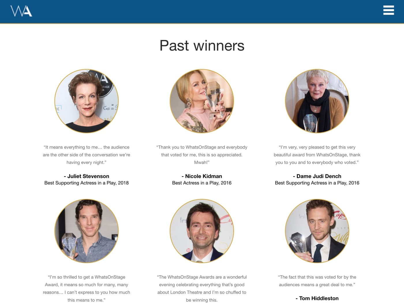 Europe's largest publicly voted theatre awards, screenshot 2 of 2