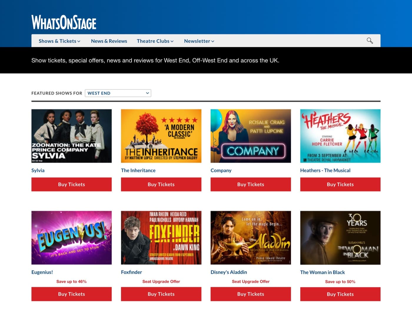 UK's leading theatre site, screenshot 1 of 2